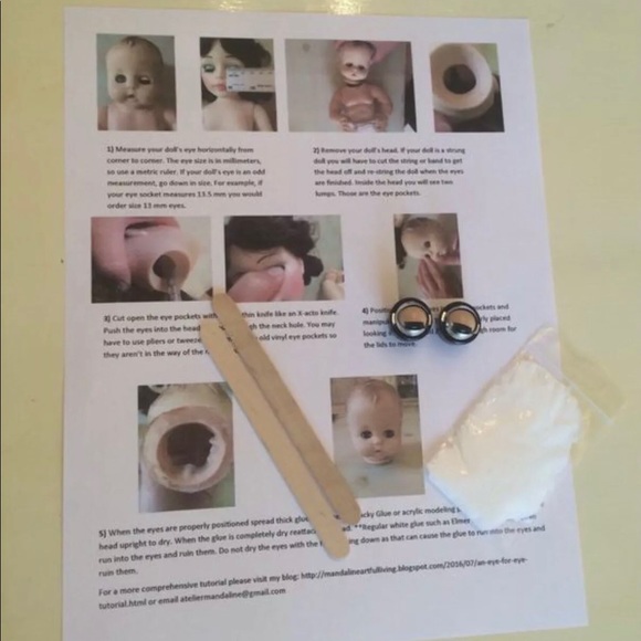 Wide Neck Doll Eye Swap Kit Brown Sleep Eyes - Picture 2 of 5
